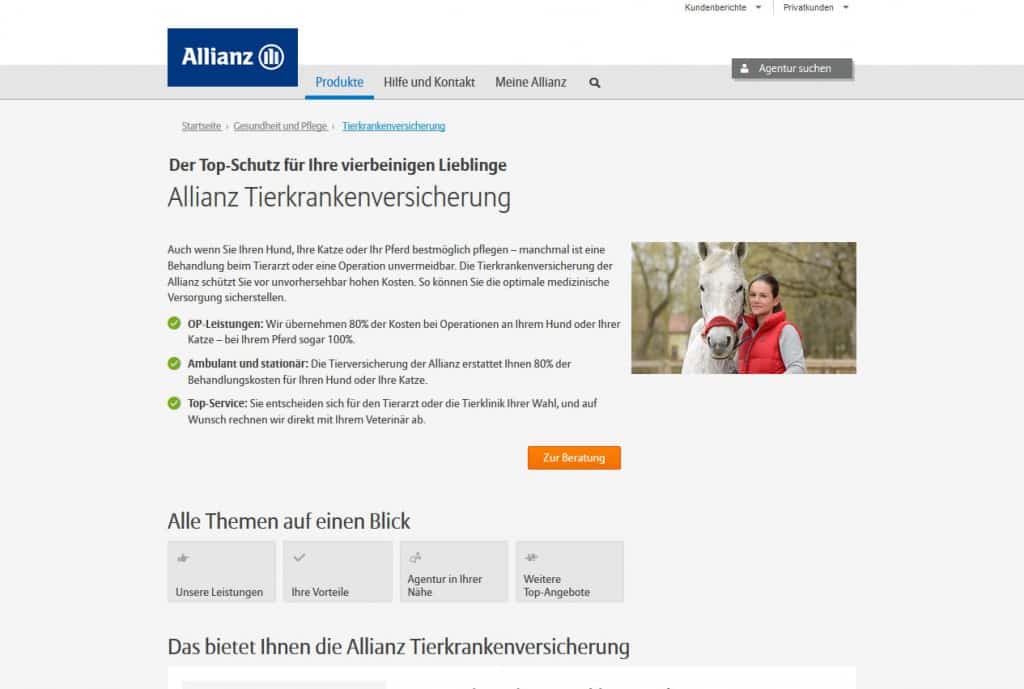 Die Webseite der Allianz