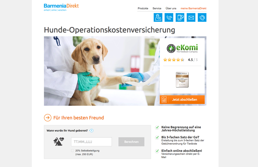Die Webseite der BarmeniaDirekt